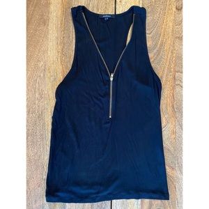 Forever 21 Ambiance Zipper V-Neck Tank Top